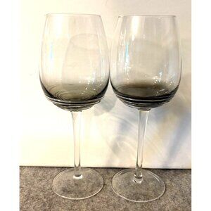 Set of 2 Mikasa Swirl Smoke 9.5" Wine Glasses  #3090
